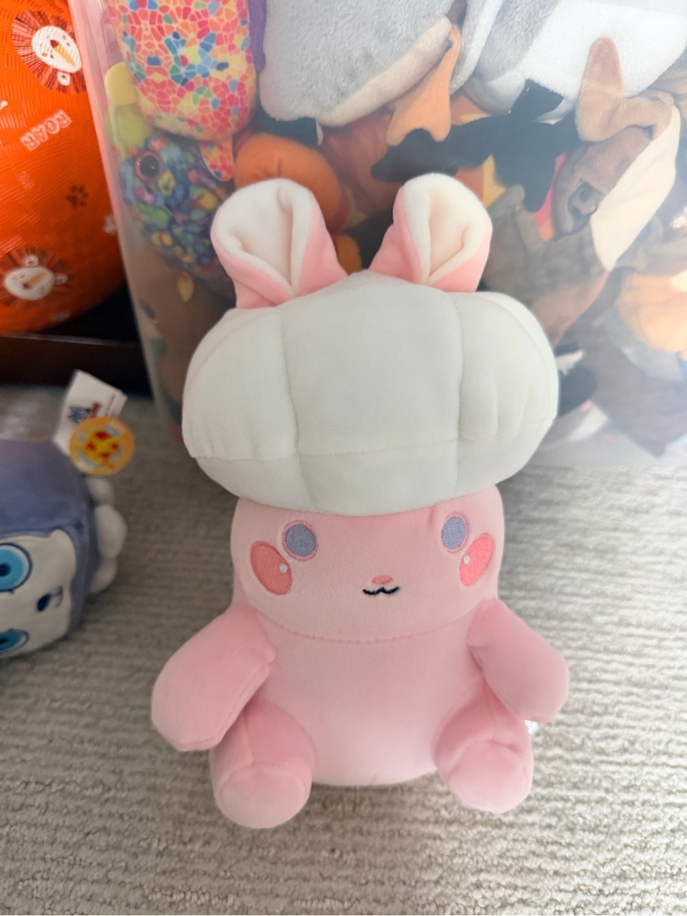 Plush Pink Bunny with White Hat - Soft Kids Stuffed Animal